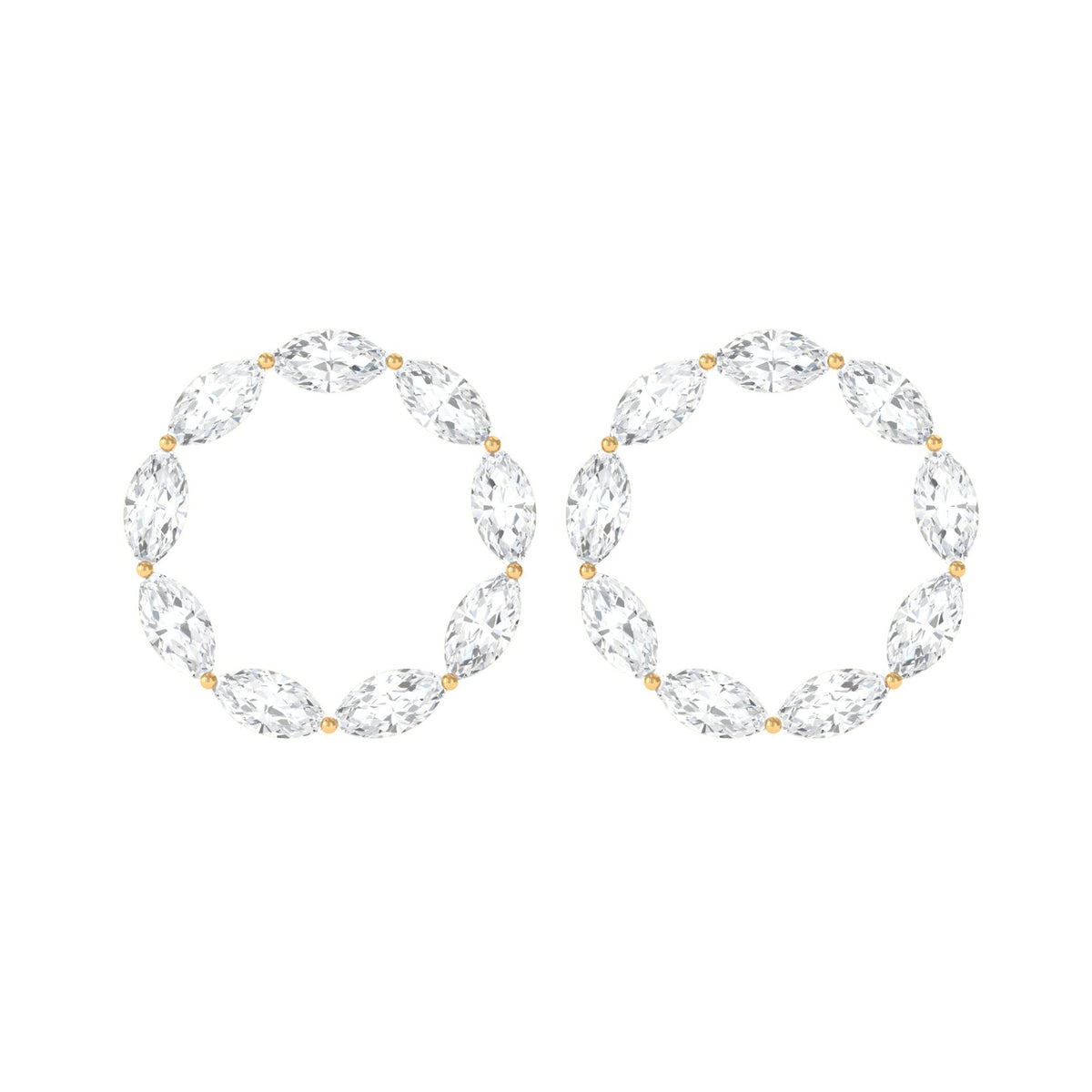 Natural Marquise Diamond Circle Earrings Studs with Screw Back