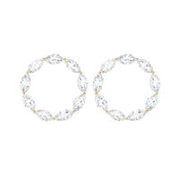 Natural Marquise Diamond Circle Earrings Studs with Screw Back