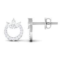 Natural Diamond Circle Stud Earrings with Certificate
