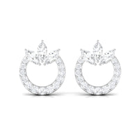 Natural Diamond Circle Stud Earrings with Certificate
