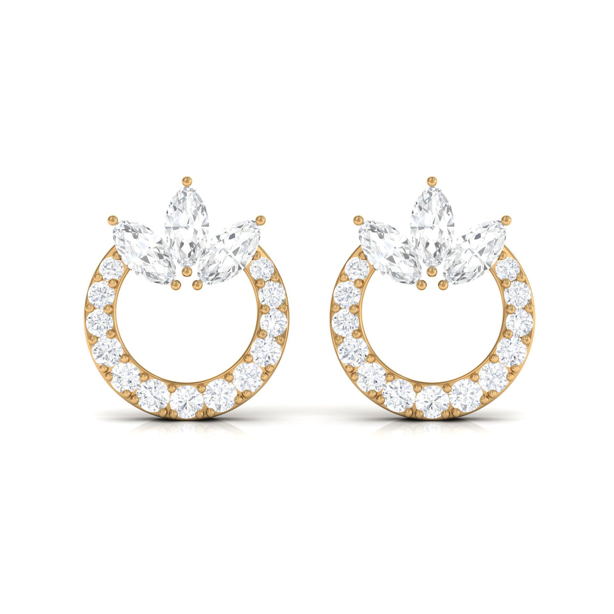 Natural Diamond Circle Stud Earrings with Certificate
