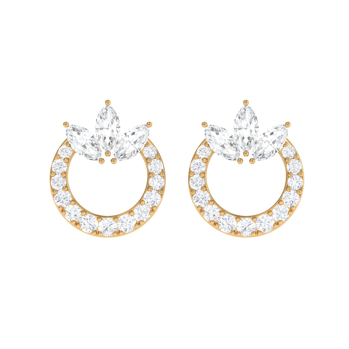 Natural Diamond Circle Stud Earrings with Certificate