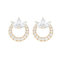 Natural Diamond Circle Stud Earrings with Certificate