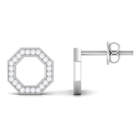 Certified Real Diamond Geometric Earrings with Screw Back