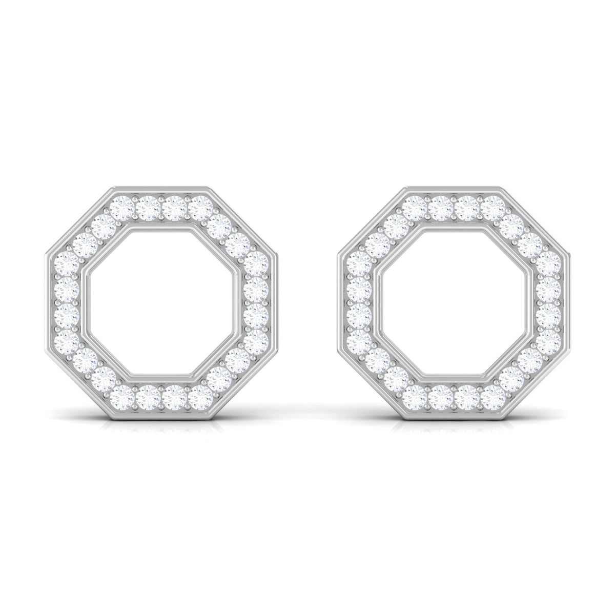 Certified Real Diamond Geometric Earrings with Screw Back