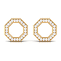 Certified Real Diamond Geometric Earrings with Screw Back
