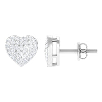 Natural Diamond Heart Earrings with Screw Back