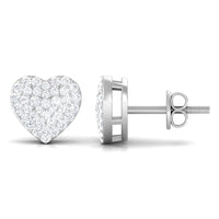 Natural Diamond Heart Earrings with Screw Back