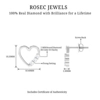Diamond Heart Shape Stud Earring for Women