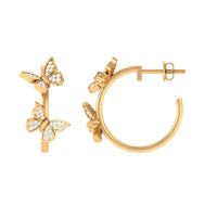 Diamond Butterfly Hoop Earrings