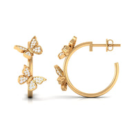 Diamond Butterfly Hoop Earrings