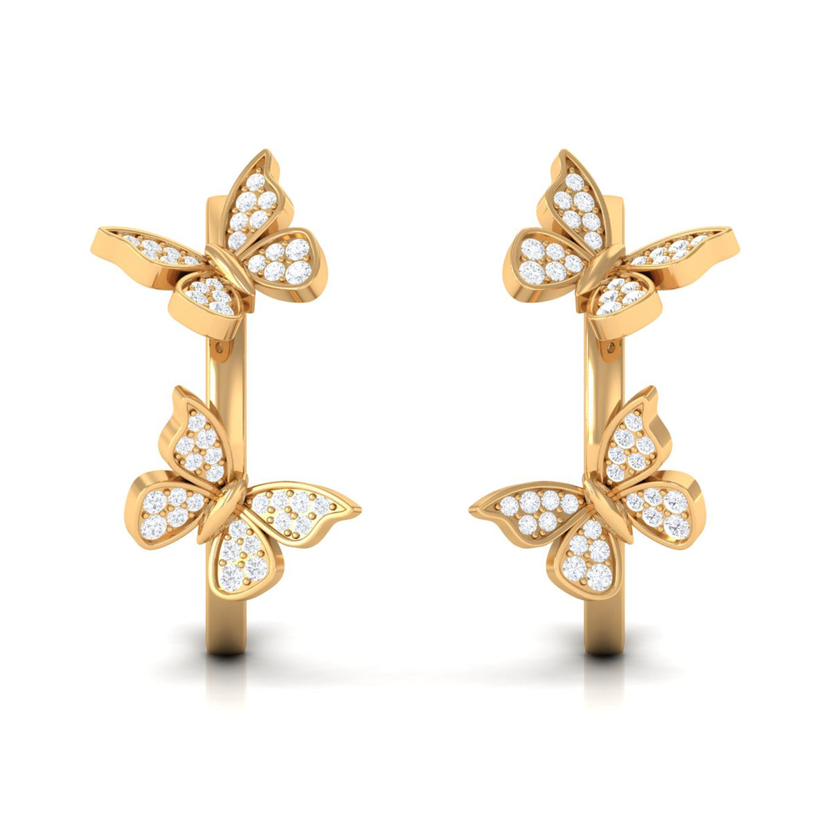 Diamond Butterfly Hoop Earrings