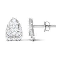 Genuine Diamond Lotus Leaf Earrings with Screw Back