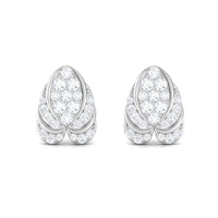 Genuine Diamond Lotus Leaf Earrings with Screw Back