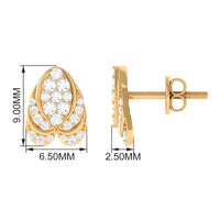 Genuine Diamond Lotus Leaf Earrings with Screw Back