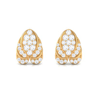 Genuine Diamond Lotus Leaf Earrings with Screw Back
