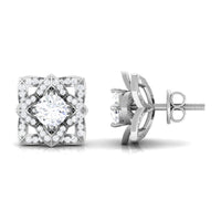 Natural Diamond Art Deco Earrings with Screw Back