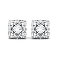 Natural Diamond Art Deco Earrings with Screw Back