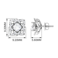 Natural Diamond Art Deco Earrings with Screw Back