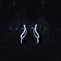 Prong Set Diamond Leaf Stud Earrings for Women