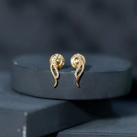 Prong Set Diamond Leaf Stud Earrings for Women
