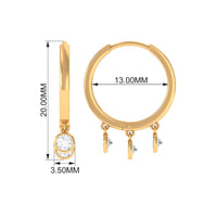 Natural 3 stone diamond drop hoop earrings by Rosec Jewels featuring elegant hoops with sparkling diamond accents.