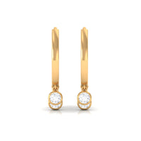 Natural 3 stone diamond drop hoop earrings by Rosec Jewels, featuring elegant gold hoops with sparkling diamond accents.