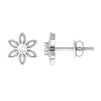Natural Diamond Flower Stud Earrings with Certificate