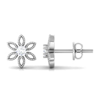 Natural Diamond Flower Stud Earrings with Certificate