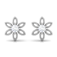Natural Diamond Flower Stud Earrings with Certificate