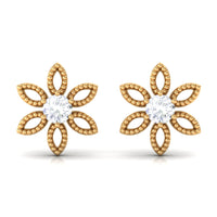 Natural Diamond Flower Stud Earrings with Certificate