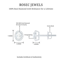 Rosec Jewels Halo diamond earrings with screw back, featuring sparkling diamonds set in elegant earring design.