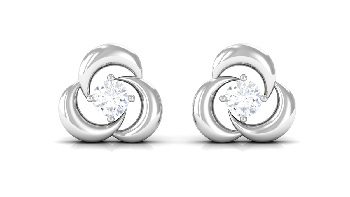 Diamond Swirl Stud Earring with Screw Back