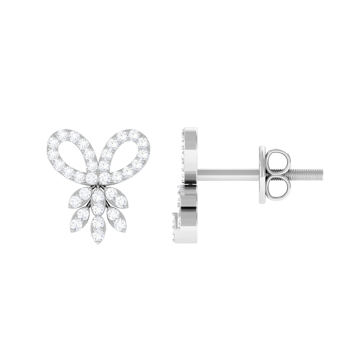 Rosec Jewels certified diamond bow earrings for women, featuring sparkling diamond accents and elegant design.