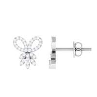 Rosec Jewels certified diamond bow earrings for women, featuring sparkling diamond accents and elegant design.
