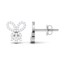 Rosec Jewels Certified Diamond Bow Earrings for Her, elegant earrings with sparkling diamonds and bow design.
