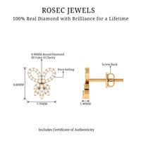 Rosec Jewels Certified Diamond Bow Earrings for women, featuring elegant diamond-studded bow design in sterling silver.