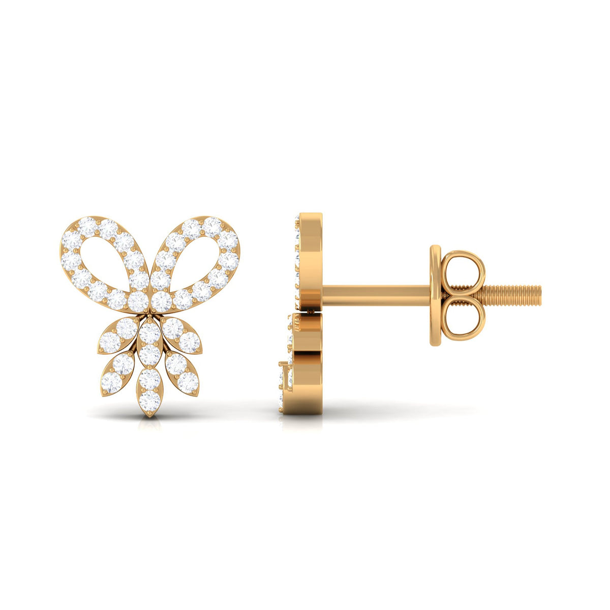 Rosec Jewels Certified Diamond Bow Earrings for women, showcasing elegant diamond-studded bow design in silver finish.