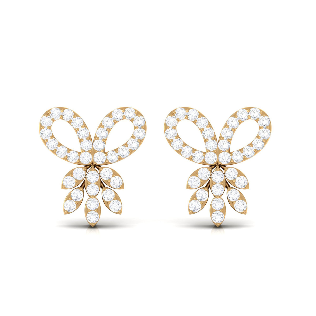 Rosec Jewels Certified Diamond Bow Earrings for Women, elegant earrings featuring sparkling diamonds and a bow design.