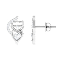 Heart Diamond Cat Stud Earrings For Women