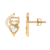 Heart Diamond Cat Stud Earrings For Women