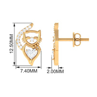 Heart Diamond Cat Stud Earrings For Women