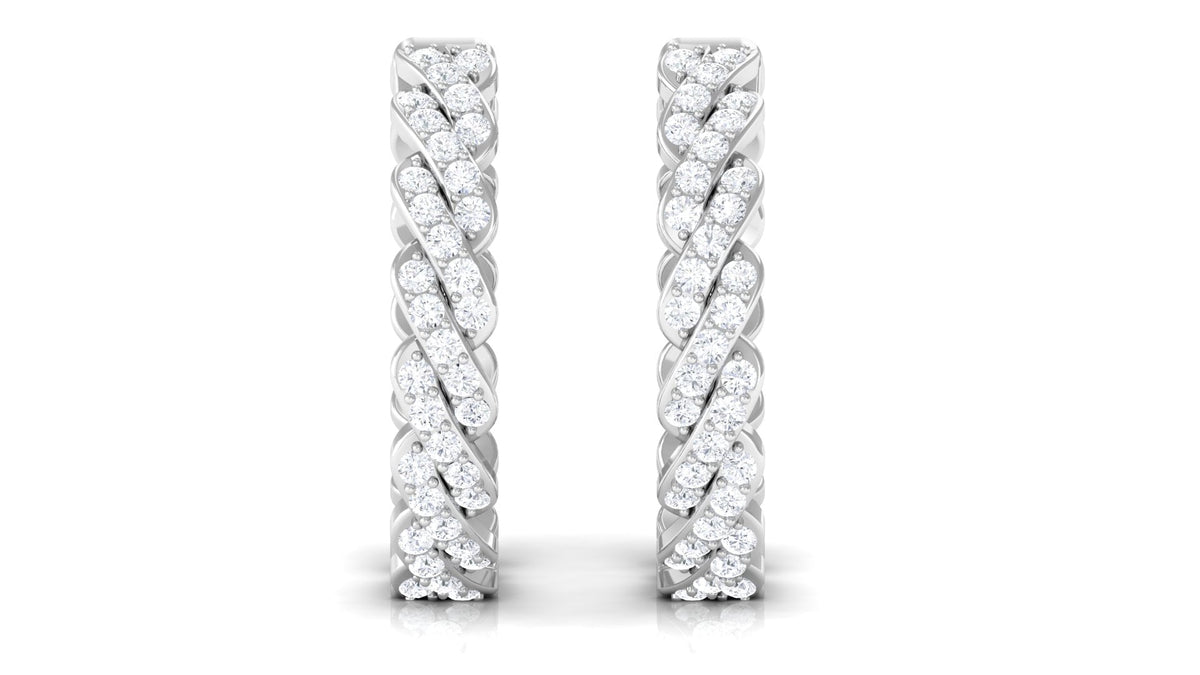 Natural Diamond Twisted Hoop Earrings with Certificate