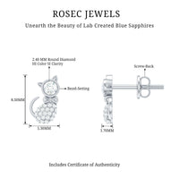 Certified Diamond Cat Kitty Earrings