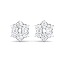 Certified Real Diamond Flower Earrings with Screw Back