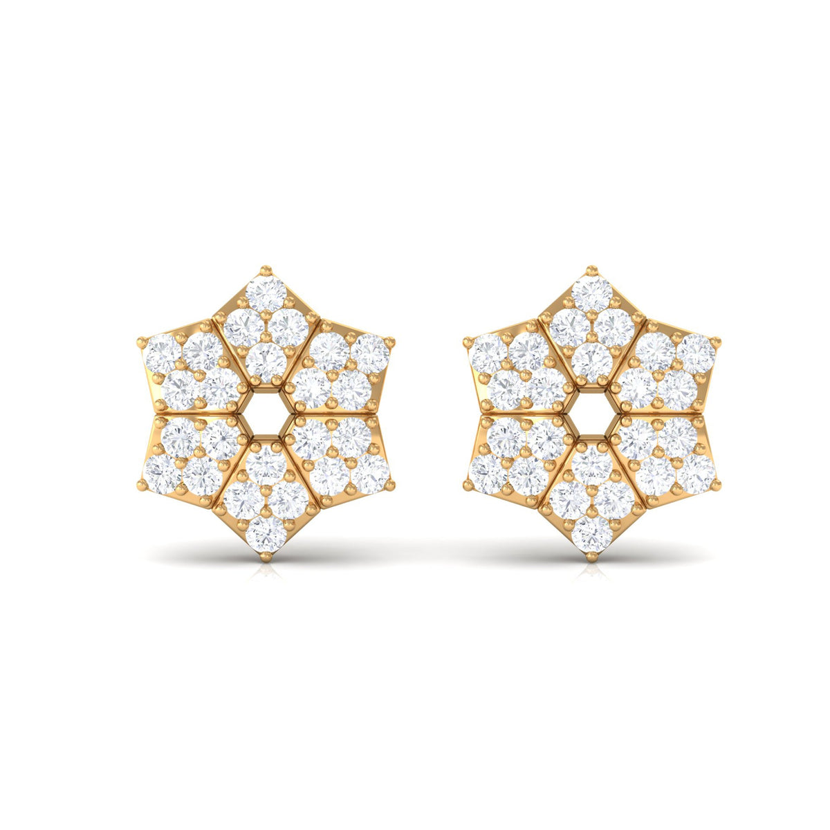 Certified Real Diamond Flower Earrings with Screw Back