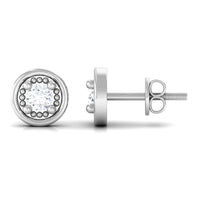 Genuine Diamond Vintage Stud Earrings with Screw Back