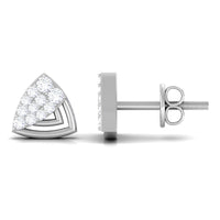 Genuine Diamond Geometric Stud Earrings with Screw Back