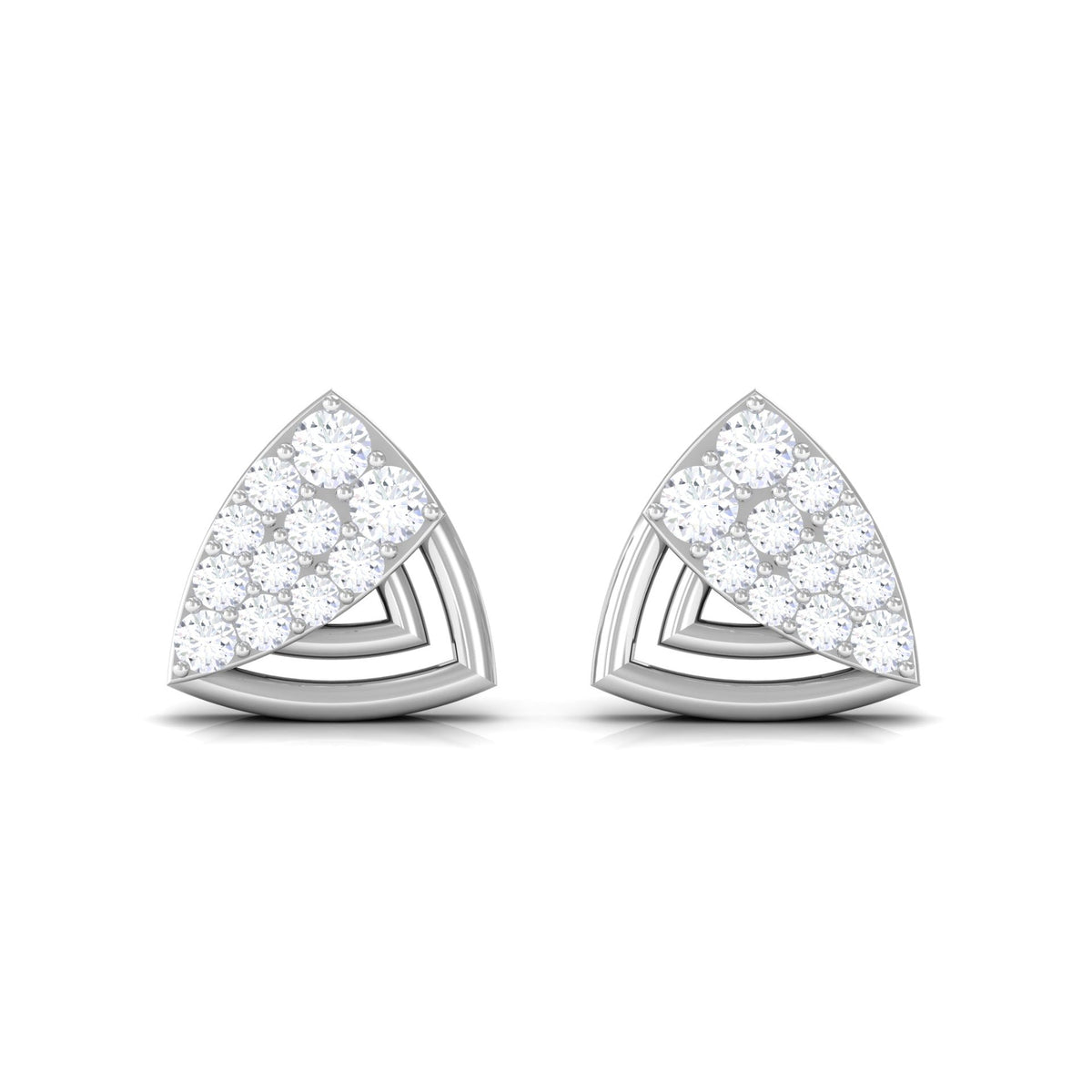 Genuine Diamond Geometric Stud Earrings with Screw Back