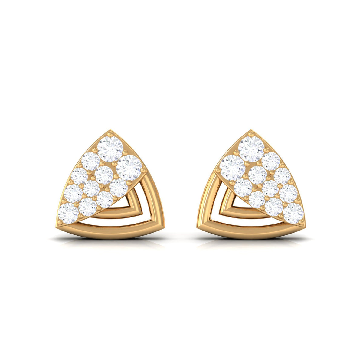 Genuine Diamond Geometric Stud Earrings with Screw Back